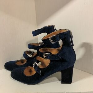 Indigo Midnight Blue Velvet Heels